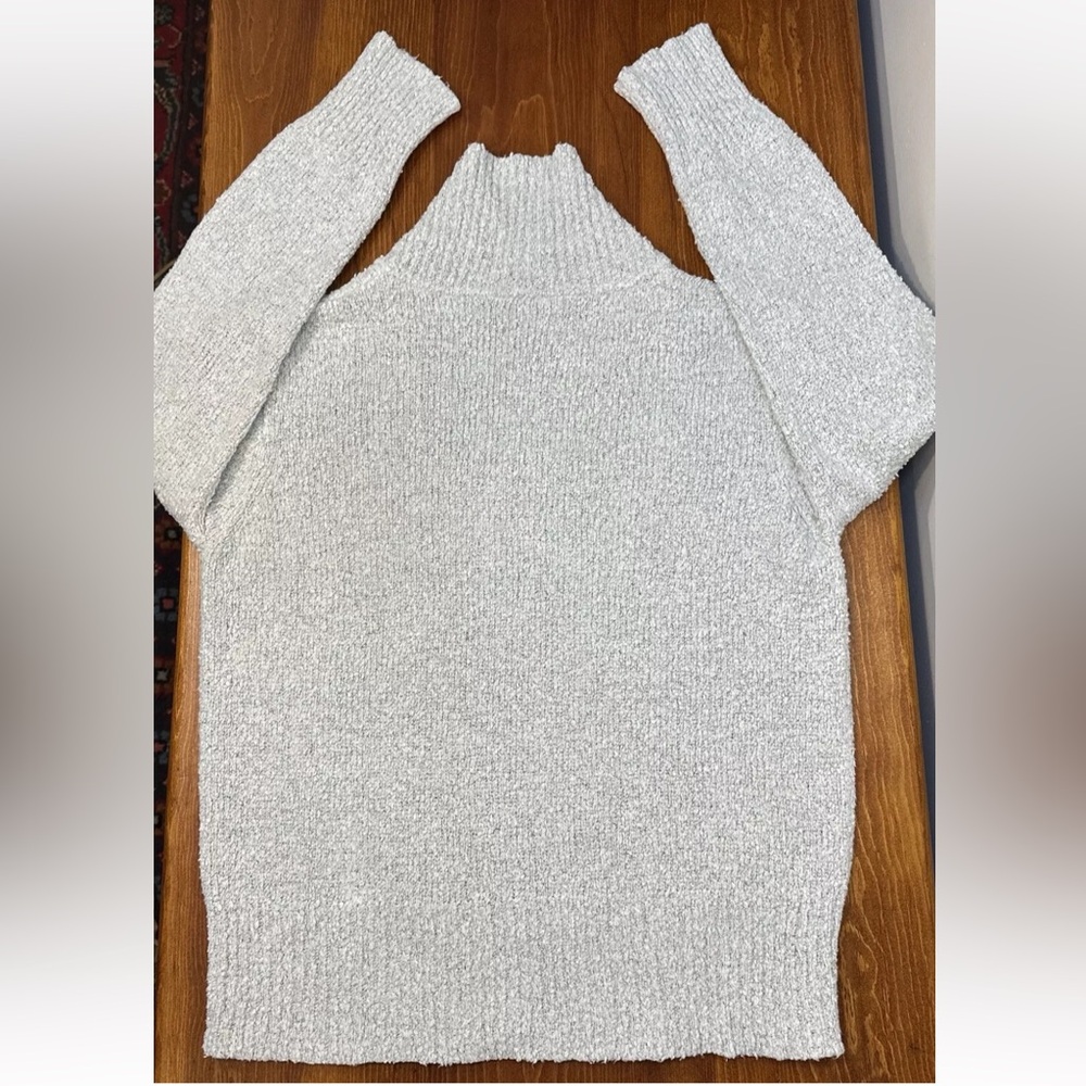 Coldwater Creek Boucle Shawl Collar Sweater Long Sleeve Size S Lt Gray Melange - Picture 5 of 8